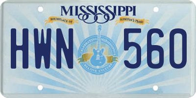 MS license plate HWN560