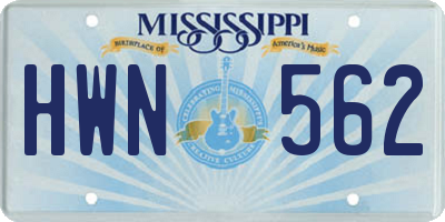 MS license plate HWN562