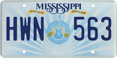 MS license plate HWN563