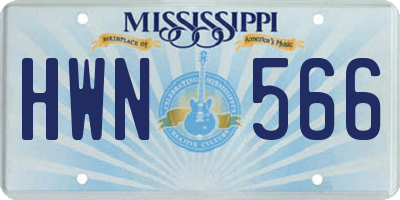 MS license plate HWN566