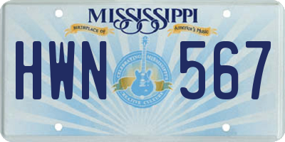 MS license plate HWN567