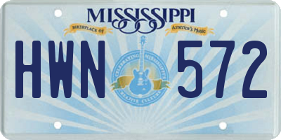 MS license plate HWN572
