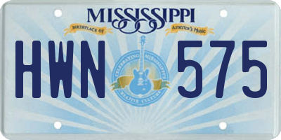 MS license plate HWN575
