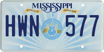 MS license plate HWN577