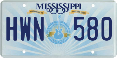 MS license plate HWN580