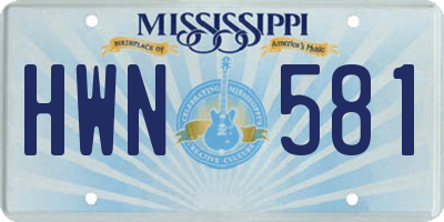 MS license plate HWN581