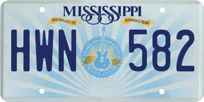 MS license plate HWN582