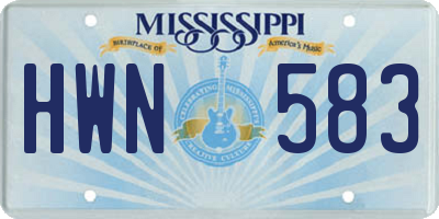MS license plate HWN583