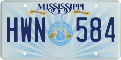 MS license plate HWN584