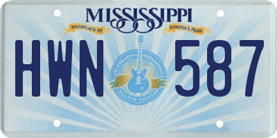 MS license plate HWN587