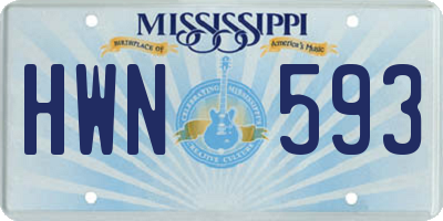 MS license plate HWN593