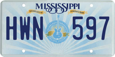 MS license plate HWN597