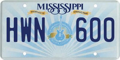 MS license plate HWN600