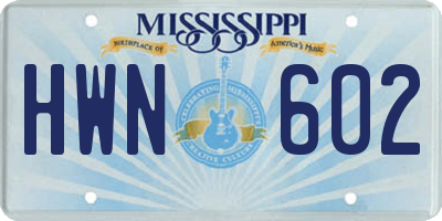 MS license plate HWN602