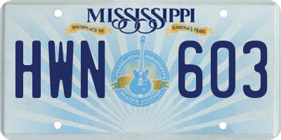 MS license plate HWN603