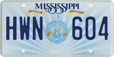 MS license plate HWN604