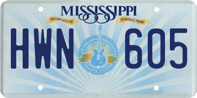 MS license plate HWN605