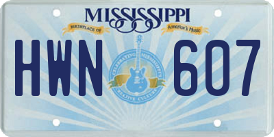 MS license plate HWN607