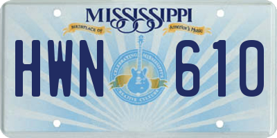 MS license plate HWN610