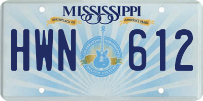 MS license plate HWN612