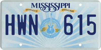 MS license plate HWN615