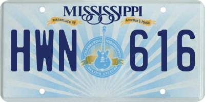 MS license plate HWN616