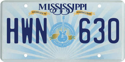 MS license plate HWN630