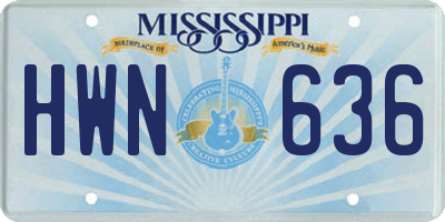 MS license plate HWN636