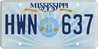 MS license plate HWN637