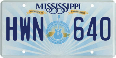 MS license plate HWN640