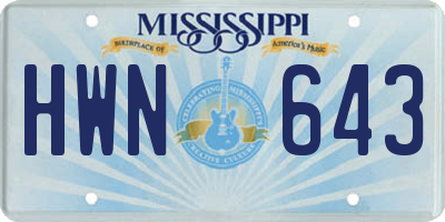 MS license plate HWN643