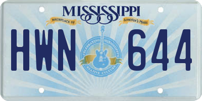 MS license plate HWN644