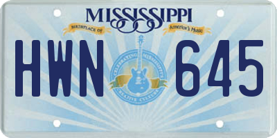 MS license plate HWN645