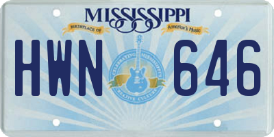 MS license plate HWN646