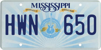 MS license plate HWN650