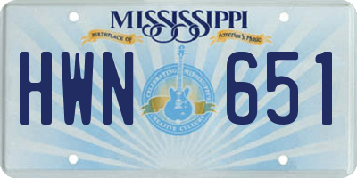 MS license plate HWN651