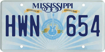 MS license plate HWN654