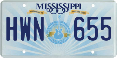 MS license plate HWN655
