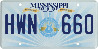 MS license plate HWN660