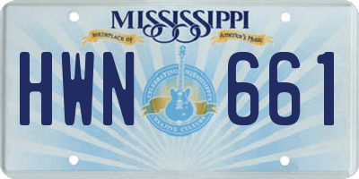 MS license plate HWN661