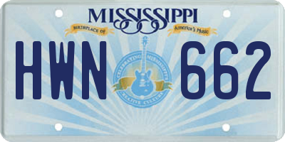 MS license plate HWN662