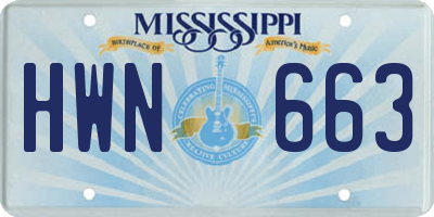 MS license plate HWN663