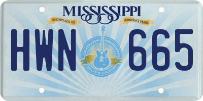 MS license plate HWN665