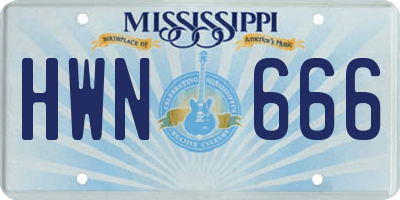 MS license plate HWN666