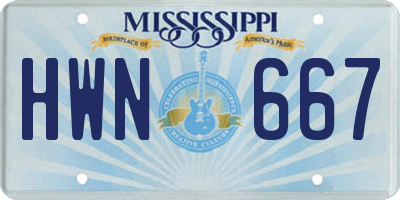 MS license plate HWN667