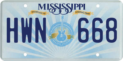 MS license plate HWN668