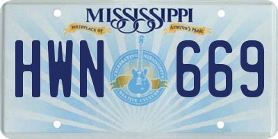 MS license plate HWN669