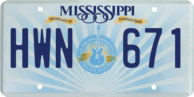 MS license plate HWN671