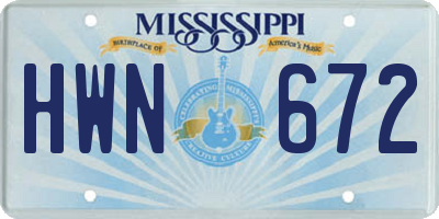 MS license plate HWN672
