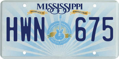 MS license plate HWN675